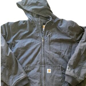Carhartt J140 Black Insulated Hooded Jacket 2XL Tall Thinsulate Workwear Coat